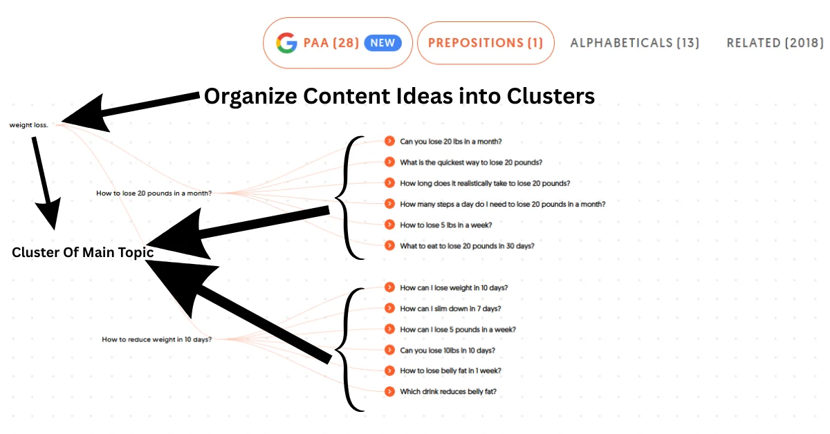 Organize Content Ideas into Clusters On AnswerThePublic