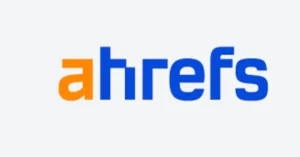 Ahrefs logo featuring an orange "a" followed by blue "hrefs" on a light background.