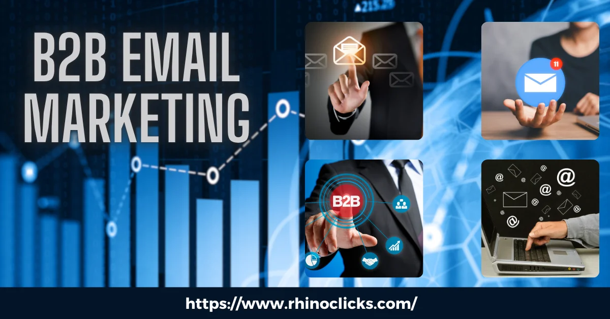 Digital concept of B2B Email Marketing with charts, automation icons, business professionals using email technology