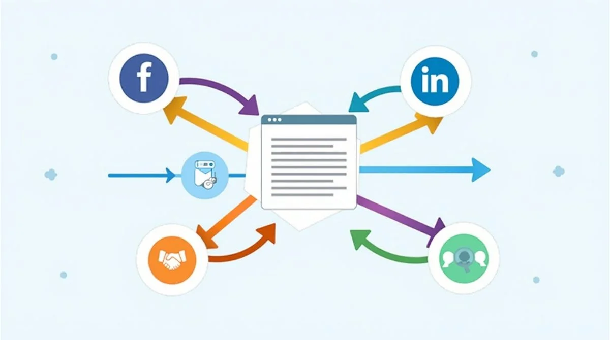 Content promotion strategies hub with social media and outreach