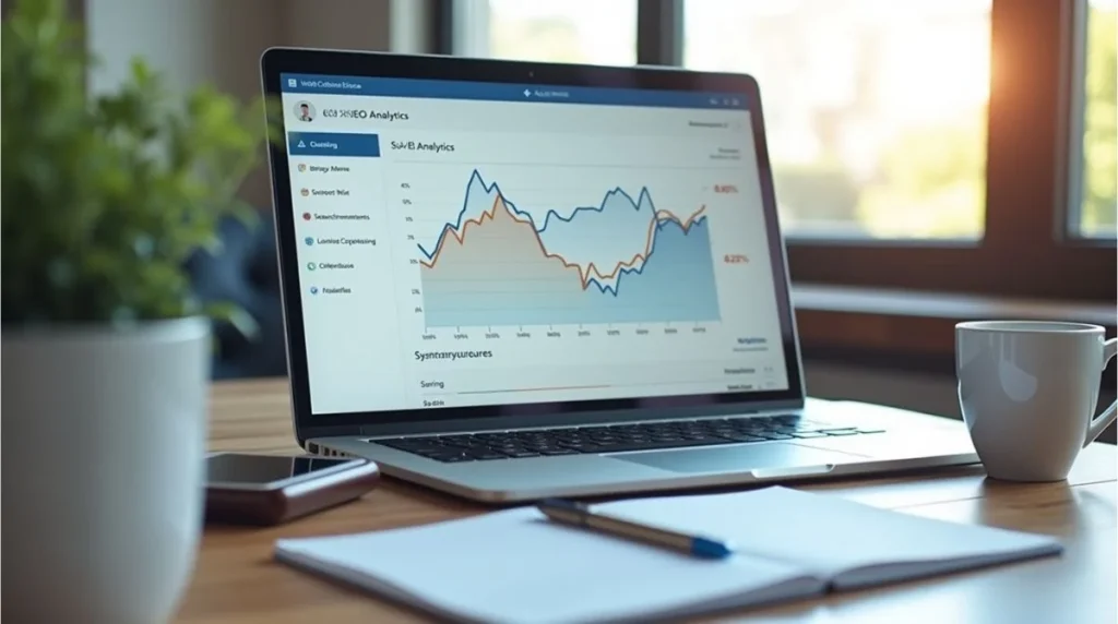 SEO content writing dashboard showing website traffic growth