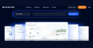 Similarweb dashboard displaying website performance metrics for nike.com with a search bar and navigation menu.