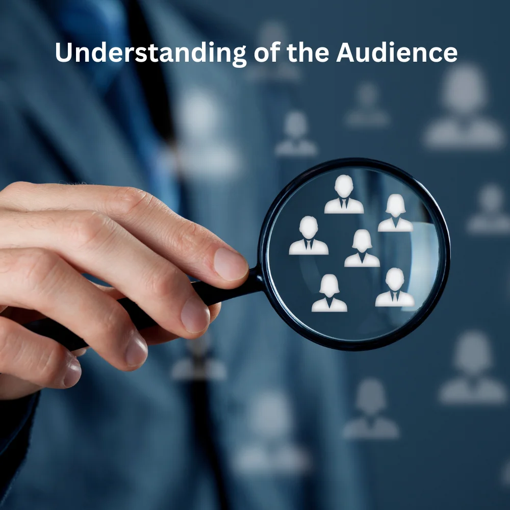 Magnifying glass over audience icons