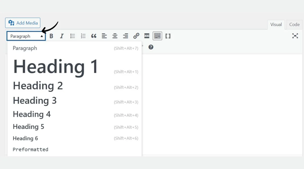 content with headings and subheadings